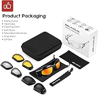 Vista 6 de BELINOUS Gafas polarizadas de motocicleta para hombre, con acolchado de espuma, resistentes al viento, antipolvo, con kit de 4 lentes