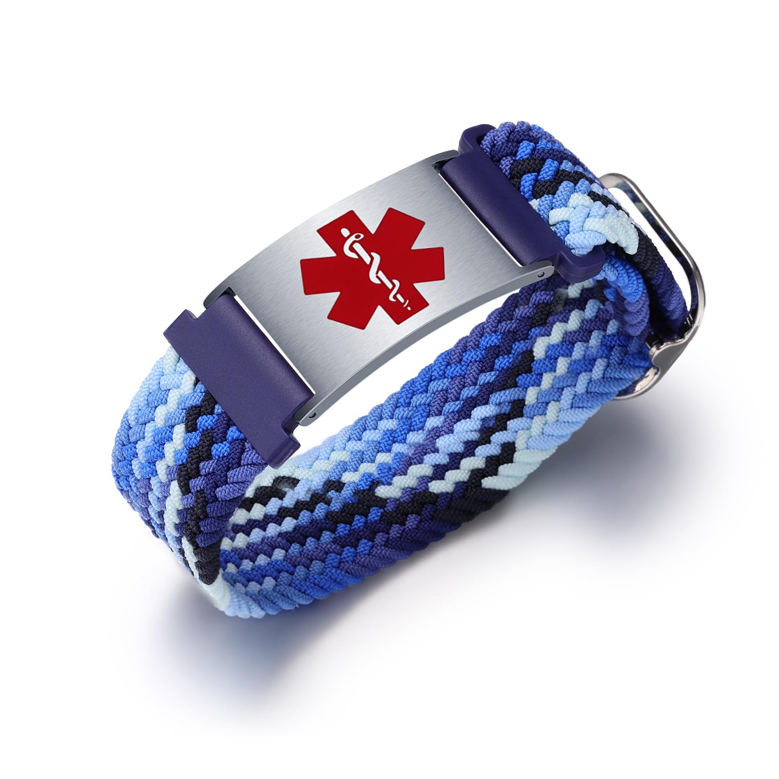 Personalized Sport Medical Alert Bracelets for Women Men - Custom Medical ID Bracelets with Free Engraving - Hook and Loop/Elastic/Stainless Steel/