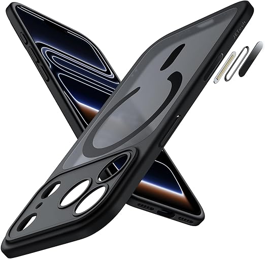 JETech Cover Magnetica per iPhone 17 Pro 6,3 Pollici Compatibile con MagSafe, Custodia Sottile con Pulsante di Controllo della Fotocamera Integrato, Retro Traslucido Opaco (Nero)