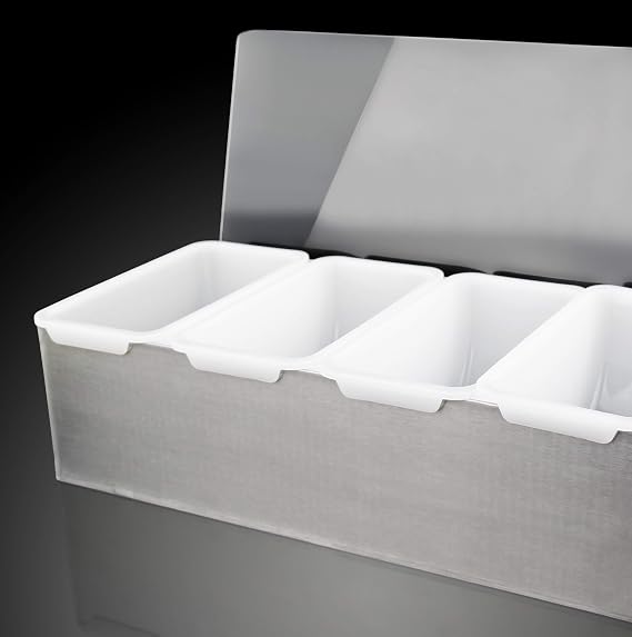 New Star Foodservice 48032 Stainless Steel Condiment Dispenser with 5 Compartments (NO ICE Tray Included)