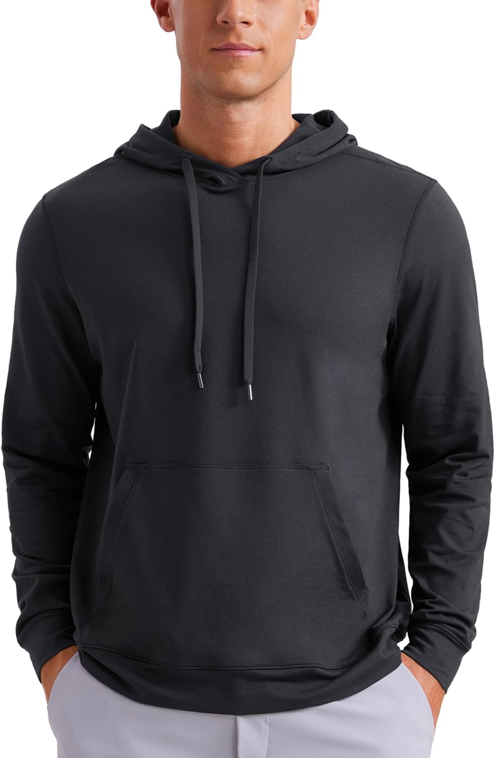 CRZ YOGA Cloud Jersey Pullover Hoodies for Men - Casual Workout Long Sleeve Basic Hooded Sweatshirts with Pocket