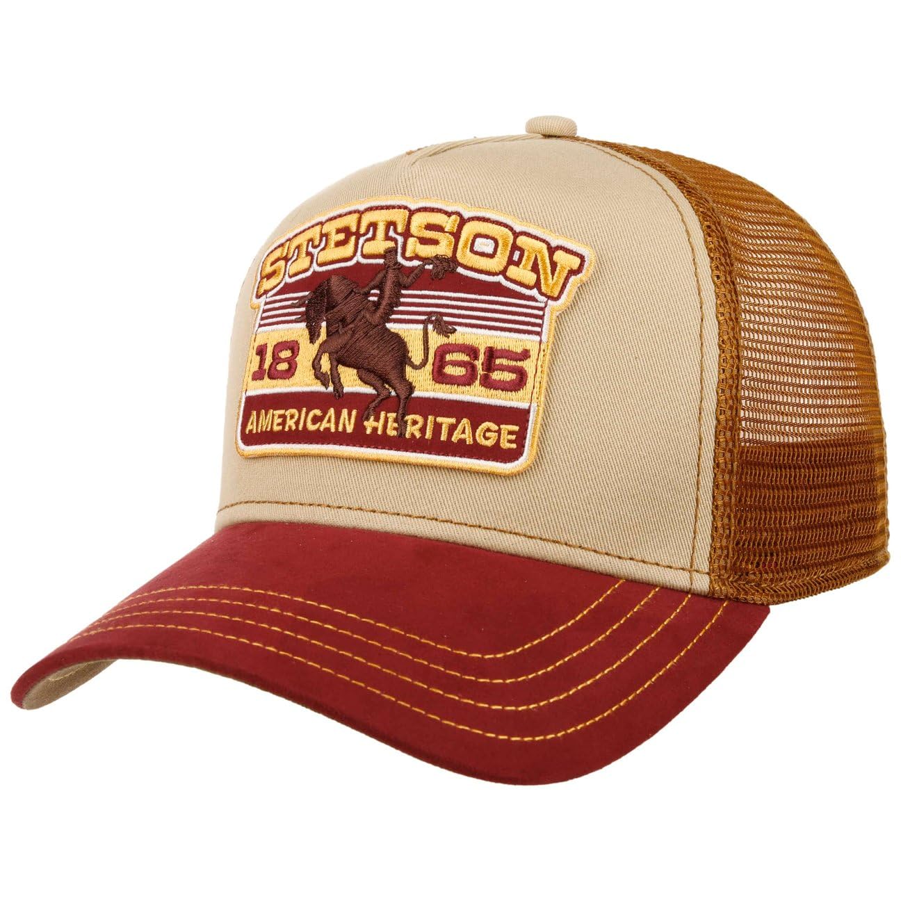 Stetson Cappellino Trucker Heritage Rodeo Uomo - cap Berretto Baseball Mesh Snapback, con Visiera, Fodera, Fodera Estate/Inverno Primavera Estate Autunno Inverno