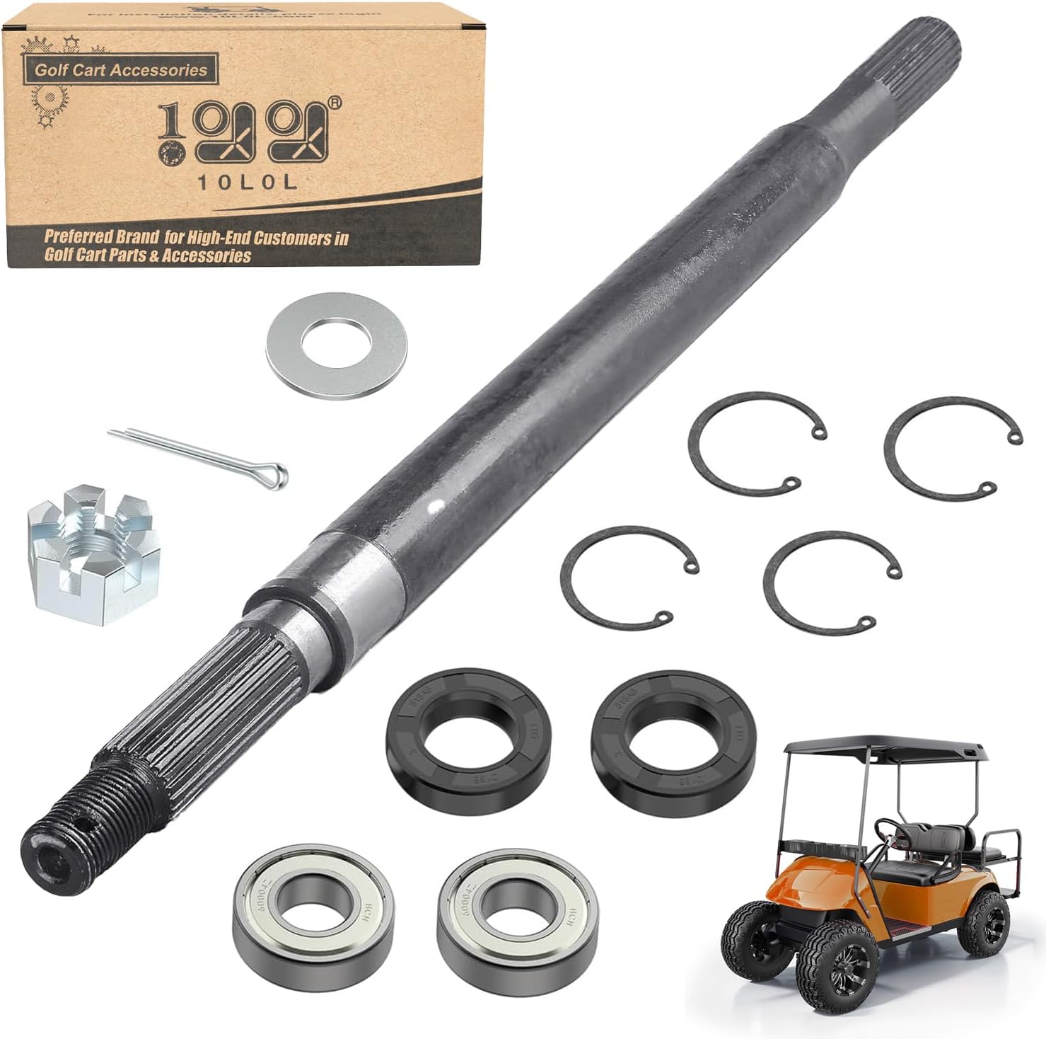 10L0L Passenger Side Rear Splined Axle Shaft for EZGO TXT 1994-2013 Electric Golf Cart, OEM# 20377G12 20377-G12