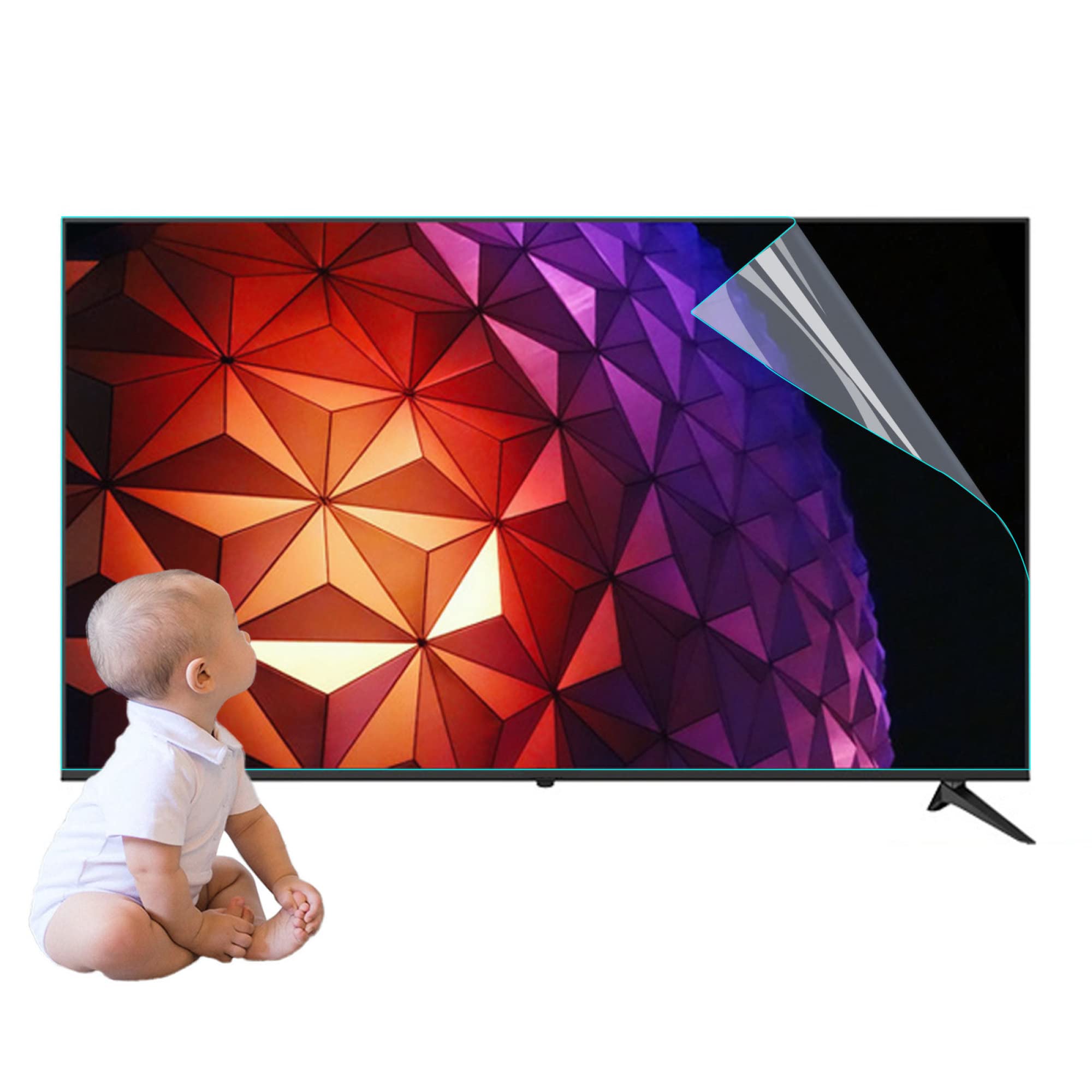 Od matowej folii przeciwodblaskowej do telewizorów LCD, LED, OLED i QLED 4K HDTV o przekątnej 43–75 cali, z filtrem przeciwniebieskiemu światłu,Ochraniacze ekranu TV(50in1095x616mm)