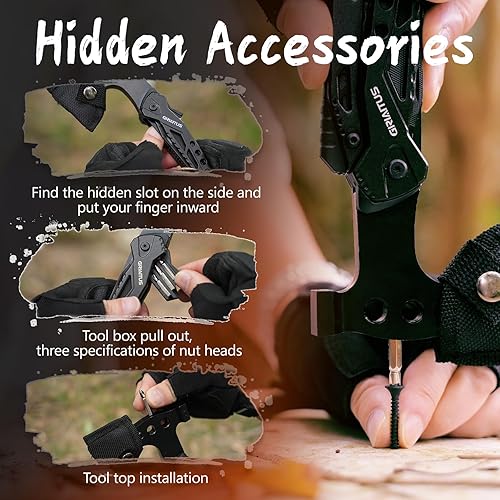 Miniatura 4 de Accesorios de multiherramienta para acampar, rellenos de calcetines para hombres 16 en 1 Multiherramienta Equipo de supervivencia con hacha,
