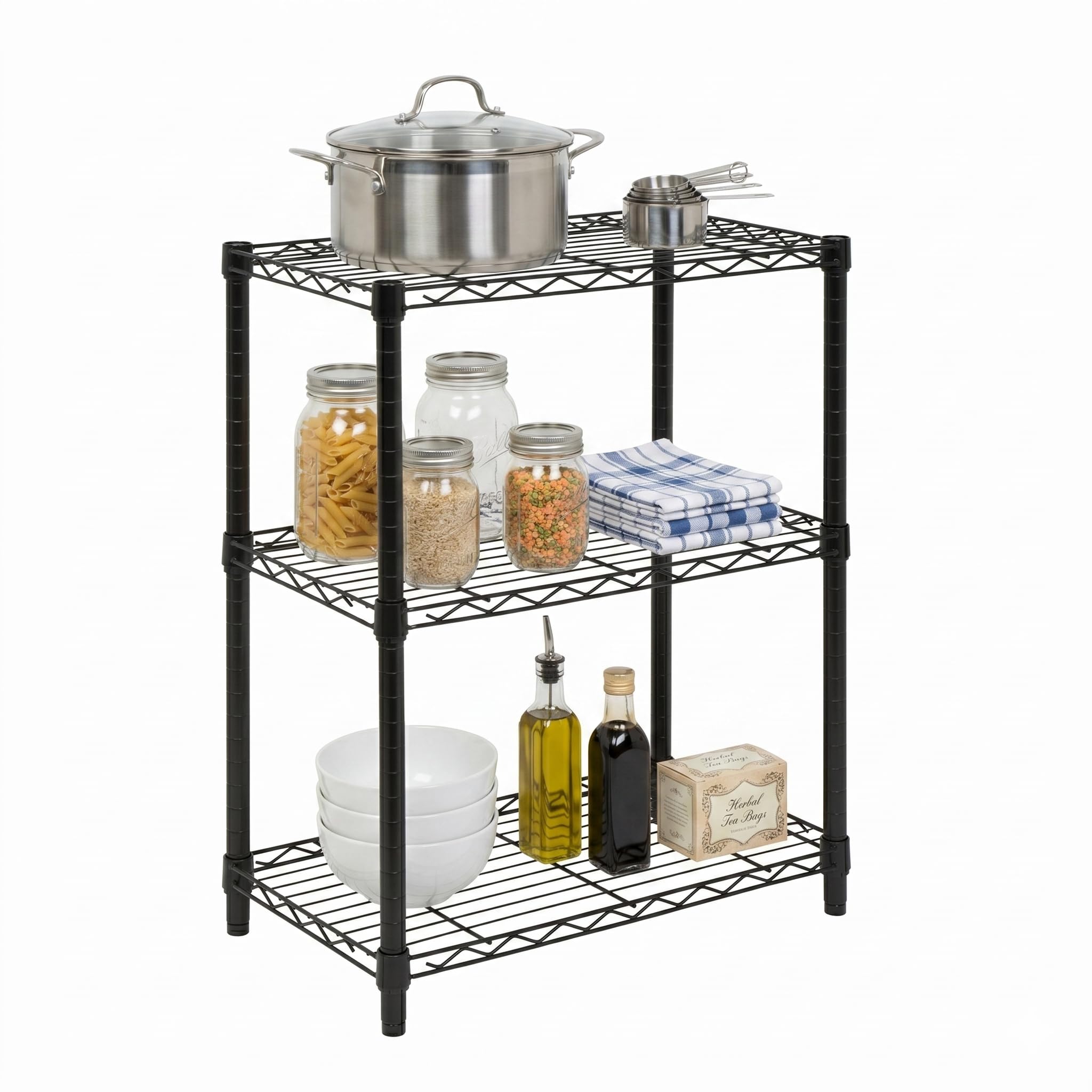 Honey-Can-Do SHF-01905 Regal mit 3 Fächern, 113 kg, Metall, schwarz, 64.28 x 64.28 x 38.5 cm