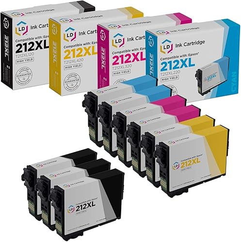 LD Repuesto remanufacturado para cartucho de tinta Epson 212xl T212XL 212 XL T212 de alto rendimiento para uso en Epson WF-2850, XP-4100, XP-4105,