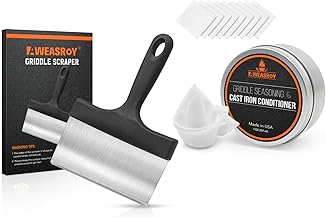 Heavy Duty Grill Scraper Stainless Steel Griddle Scraper with Griddle Seasoning & Cast Iron Seasoning Conditioner