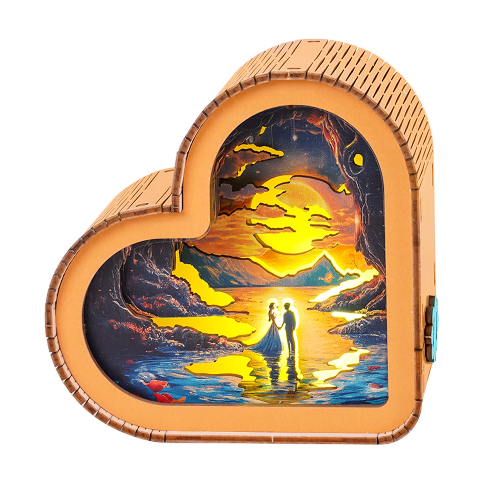 WOODBESTS 3D Wooden Puzzle Night Light for Couple(Forever Love) Heart Wooden Puzzle Kit for Him Her-Wedding Gifts for Newl...