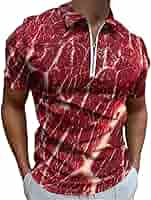 トップス butcher products POLO Beef Steak Texture Meat Golf Polo-Shirt for Men with Zipper
