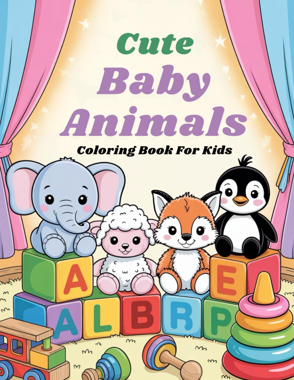 Cute Baby Animals Coloring Book for Kids: 50 Adorable Baby Animals Pages to Color