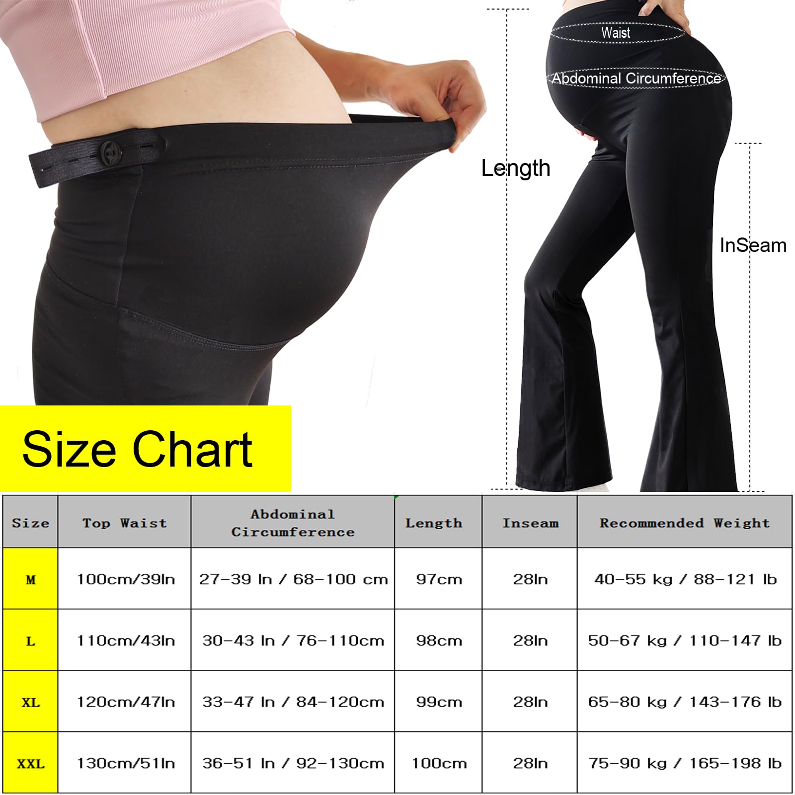 Legging de Maternité pour Femme,Pantalon de Yoga Extensible évasé, Pantalon de Grossesse pour Travail/Loisirs/Sport/Décontracté