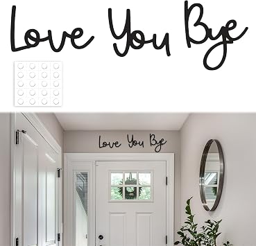 21.6" Love You Bye Wood Sign, Above Door Home Wall Boho Decor Plaque, Black Modern Simplicity Decoration for Front Door Entryway Living Room Aesthetic, Show Your Love and Warm for Your Family Black