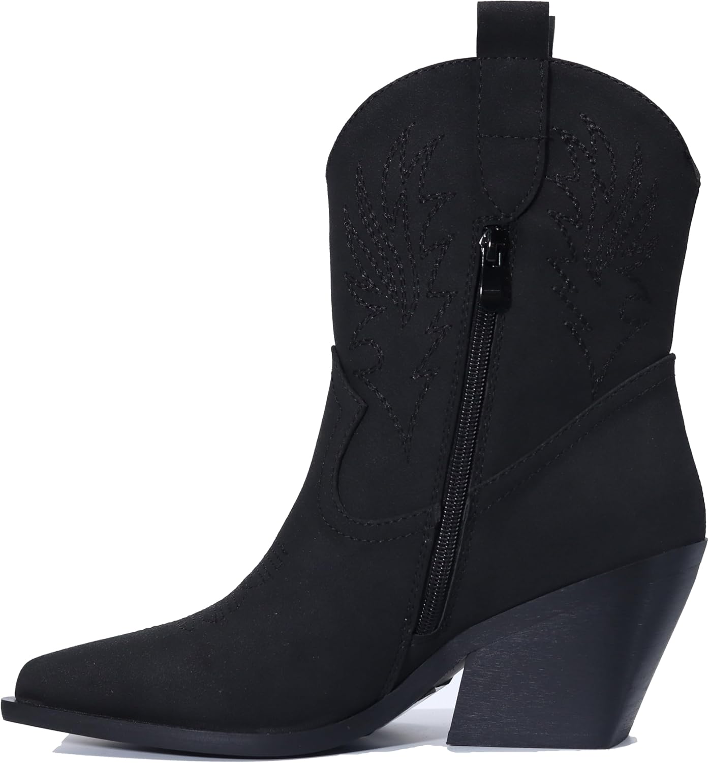 Women's Cowboy Boots Ankle Booties – Stylish Pointed Toe, Side Zipper, Mid Heel Western Cowgirl Boots with Jersey Lining – Classic & Comfortable