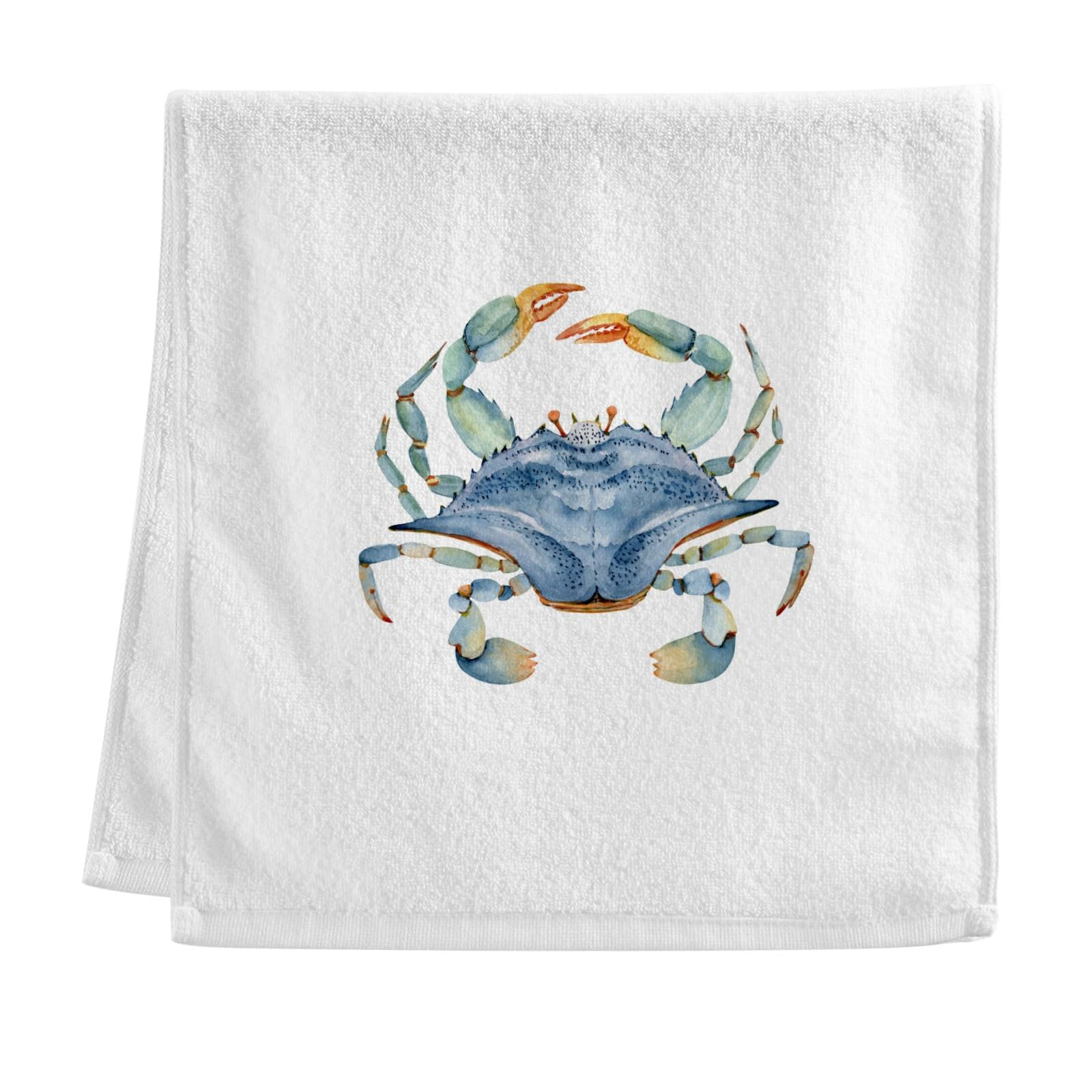ALAZA Ocean Hand Towels for Bathroom Fingertip Towel Face Towel, 100% Cotton Soft Absorbent Decorative Bath Towels 15.5x29.5 inch,Blue Crab Watercolor