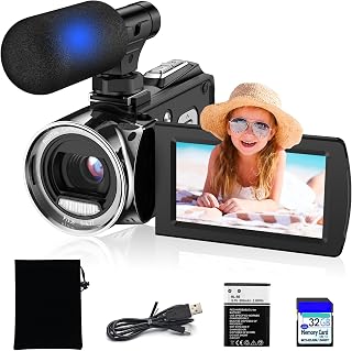 Video Camera Camcorder YouTube 4K 48MP Vlogging Camera Recorder 3.0 Inch 270 Degree Rotation Screen 18X Digital Zoom Video Camera with Microphone and 32G SD Card
