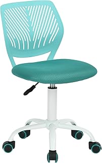HOMYLIN Juego de 1 Silla de Escritorio, pequeña Silla de Oficina en casa sin Brazos con cojín de Asiento de Tela y Respaldo de plástico, Silla giratoria de Color macarrón para Estudiantes y niños,