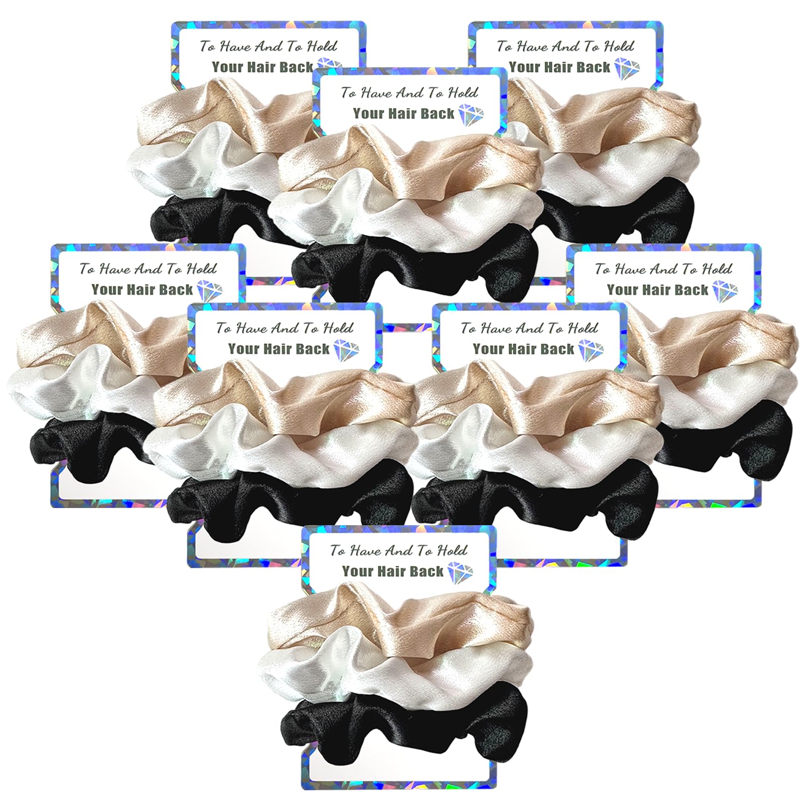Penubuy 8 Packs/24Pcs Bridesmaid Silk Hair Scrunchies Set