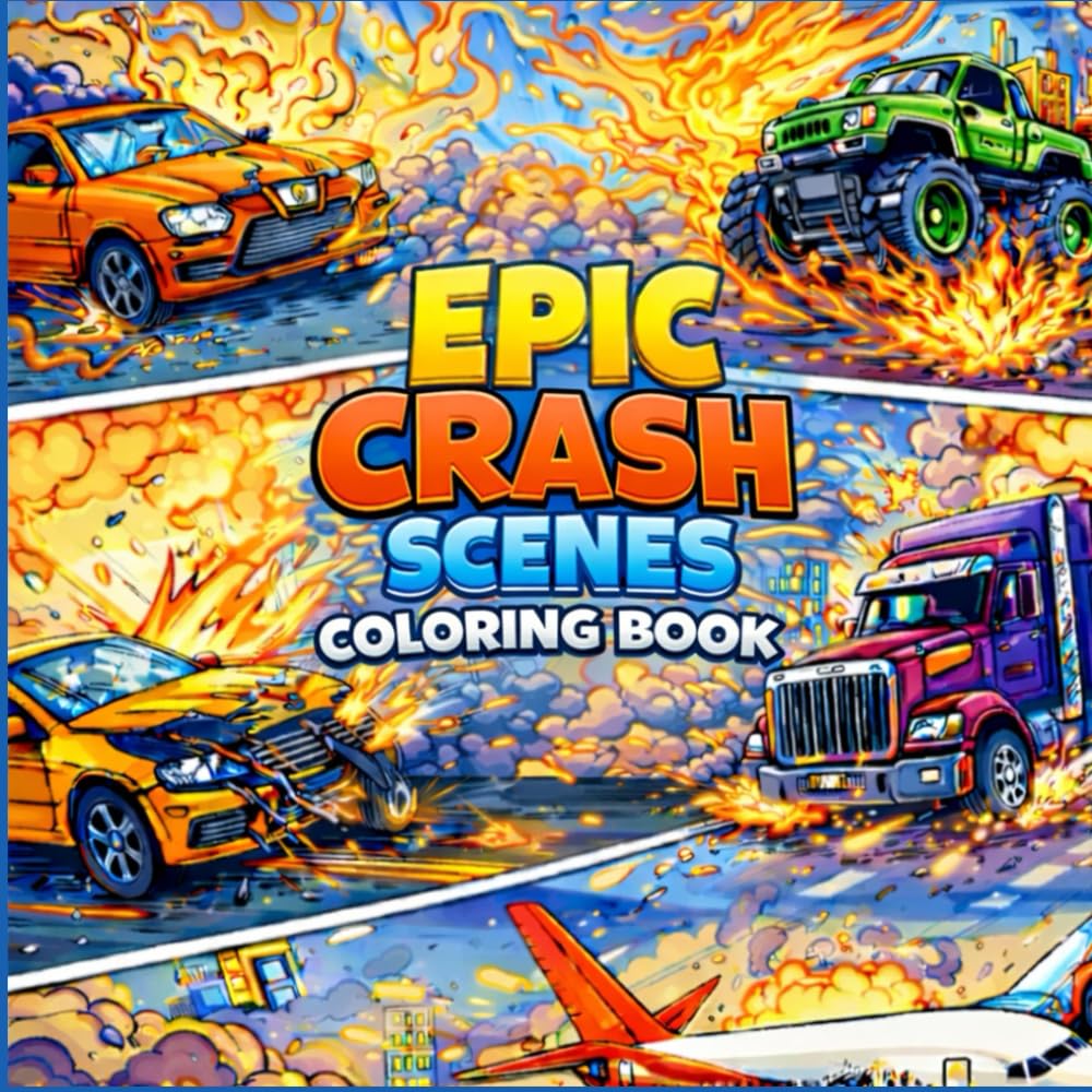 Epic Crash Scenes Coloring Book