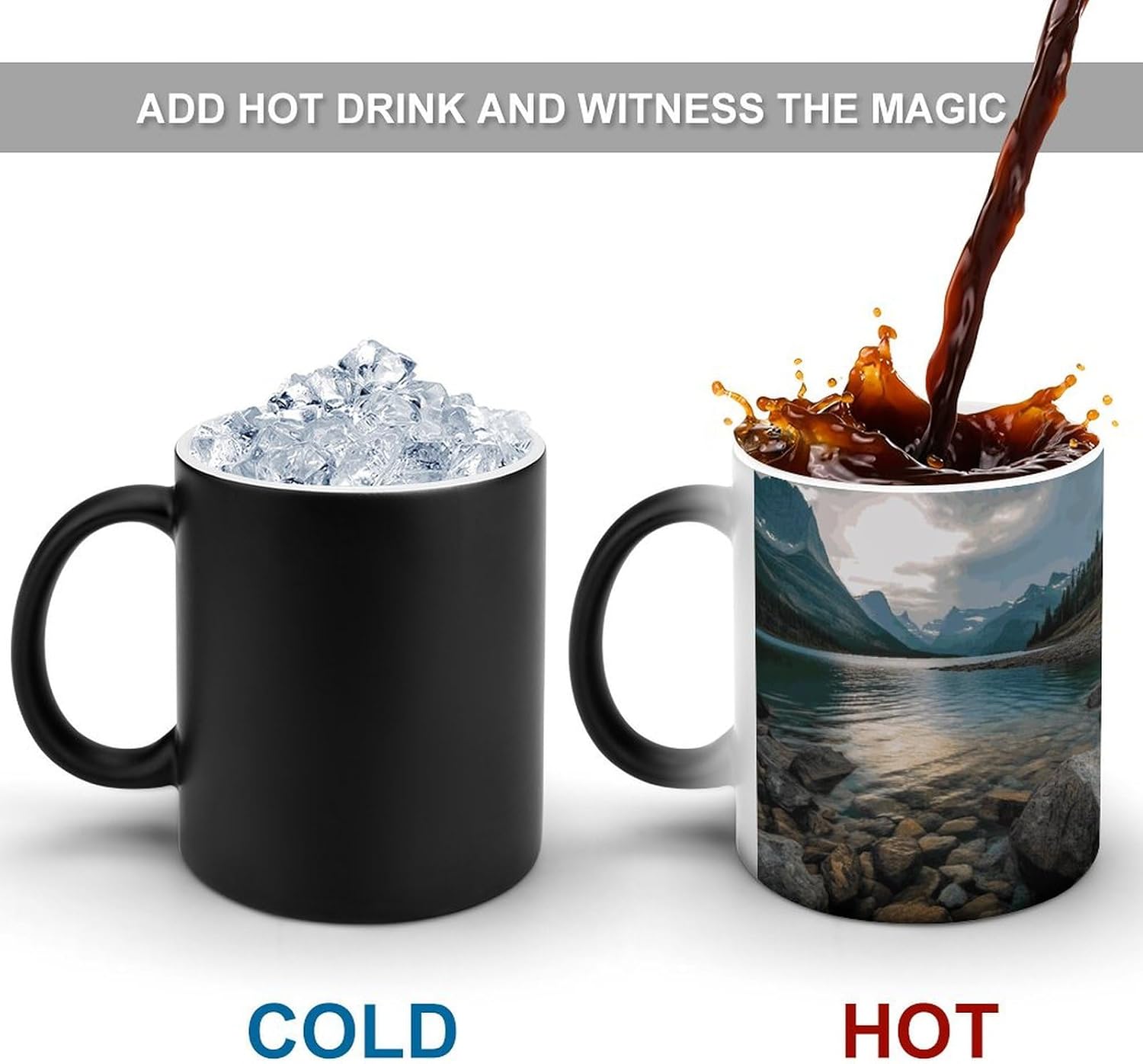 Color Changing Mug Glacier National Park Printed Ceramic Coffee Mug Heat Changing Sensitive Mug Magic Heat Changing Coffee Mug Novelty Coffee Mugs