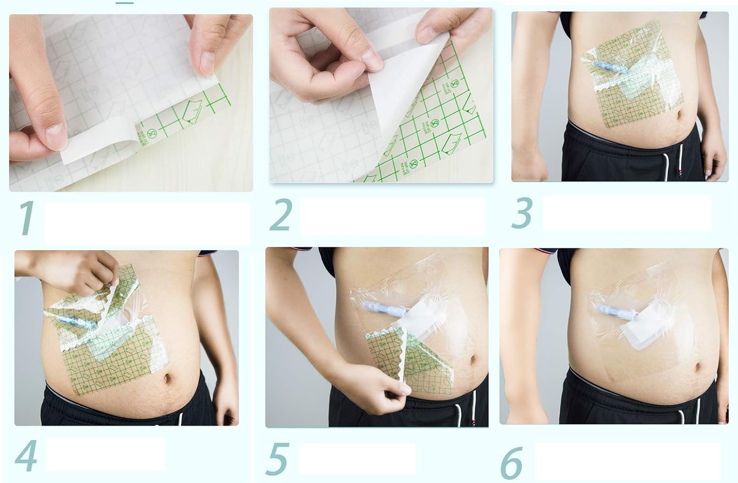 Shower Shield 8" x 8" PICC Line Cover Moisture Barrier，Wound Dressing -One Week Supply (7 Pack)