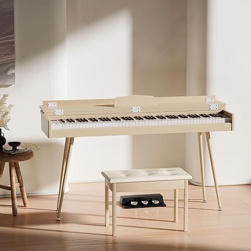 Miniatura 9 de Piano de teclado digital de 88 teclas, teclado de piano eléctrico de tamaño completo con peso de martillo, con 3 pedales, teclado multifuncional y