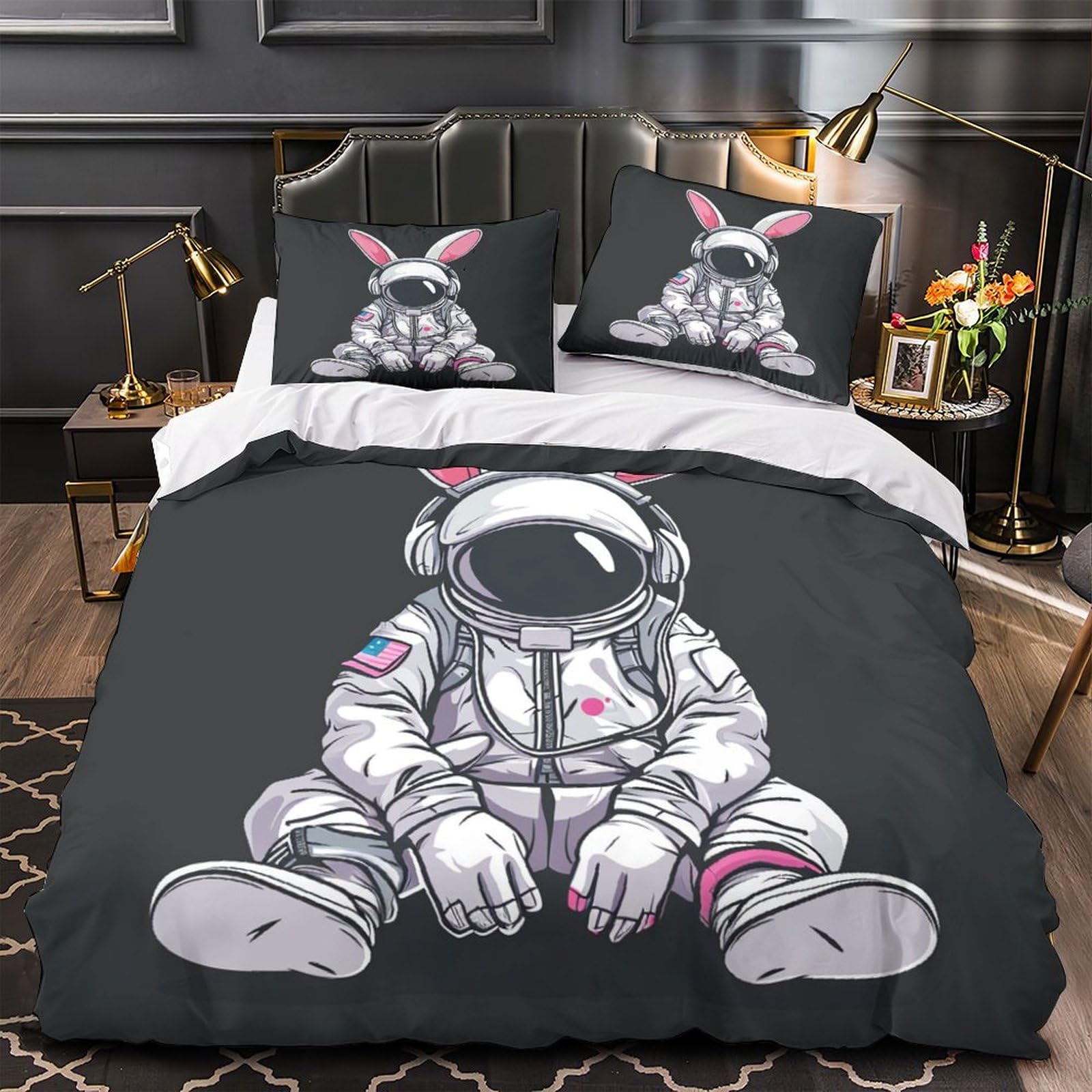 Stampato in 3D Coniglietto Copertina Stampata Microfibra Disegnata Set Di Biancheria Da Letto Morbido Easy Care Con 2 Federe,Double（200x200cm）, Per Ragazzi Adulti