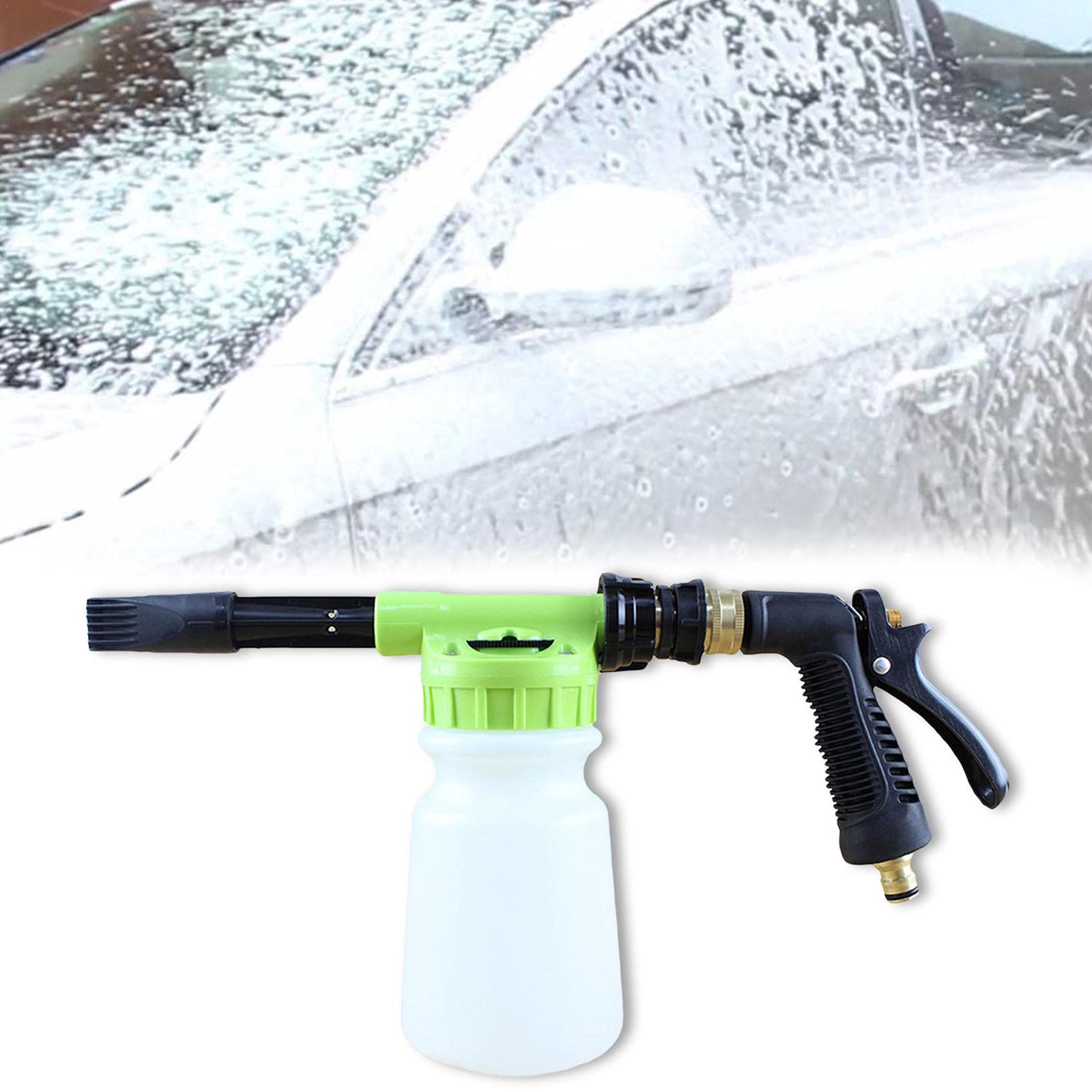 Canon À Mousse Lance en Mousse Basse Pression Colorée PA Pistolet À Mousse Automatique Réglable Amovible pour Gobelet Mousse 1L Robinet Domestique Grande Capacité 42x8x21cm Cute