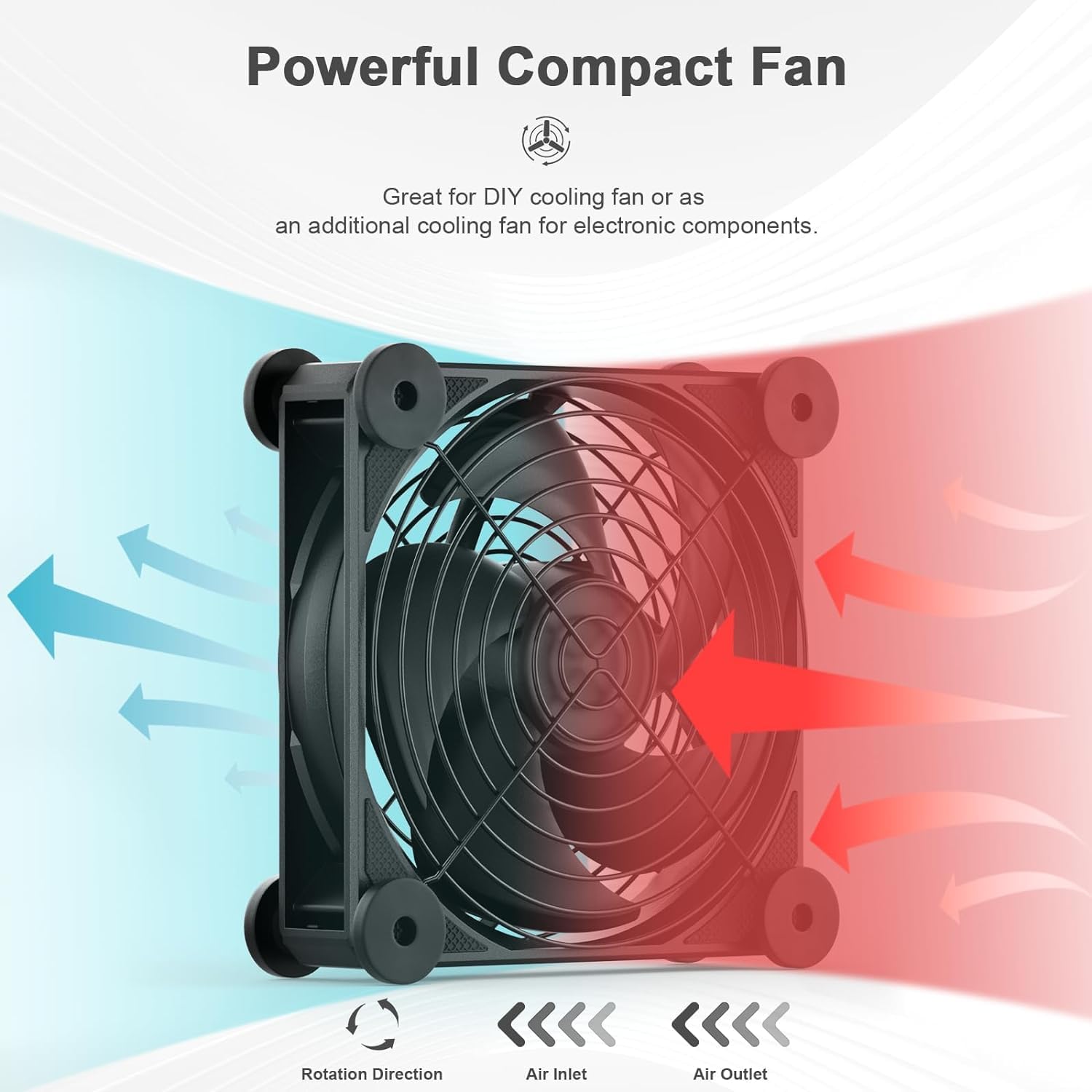 upHere Ventilateur Gaming PC 120mm Ultra Silencieux avec Contrôleur de Vitesse, AC 12V Double Roller Ball, Cinq Réglable, pour PC/Playstation/TV Box, 1PCS (U2DC1-1)