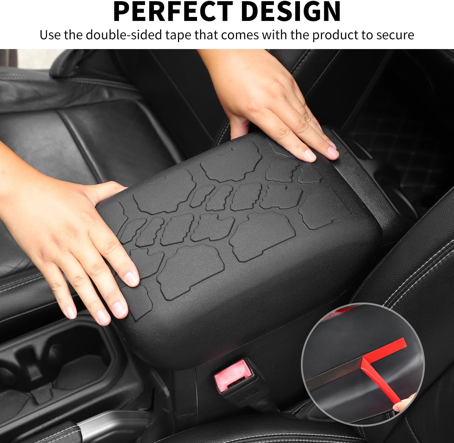 RAZPOY JL Center Console Armrest Box Cover, Waterproof Rubber Protector Pet Pad Interior Accessories for 2018-2026 Jeep Wrangler JL & Gladiator JT, Black