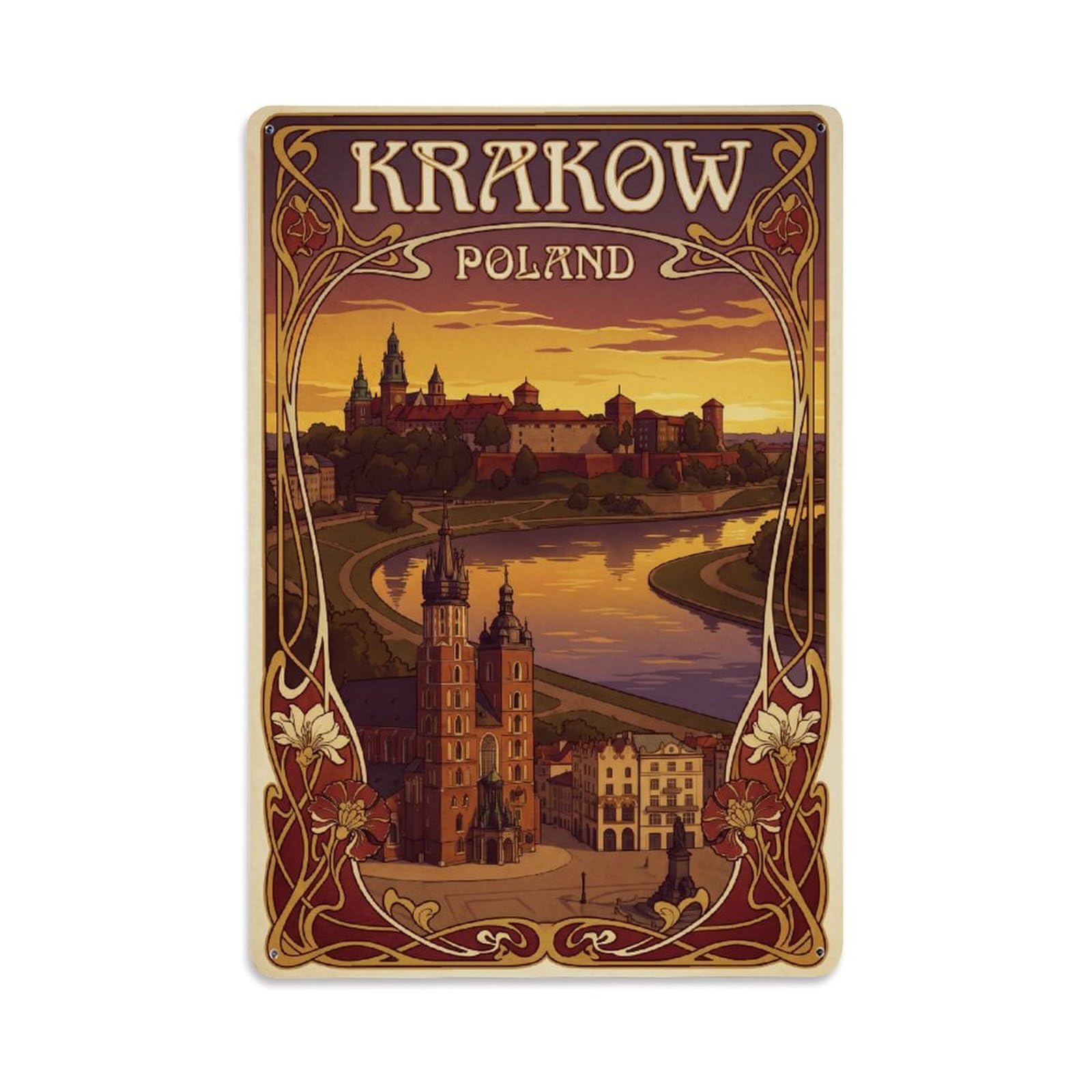 Travel Retro Poland Krakow Metal Tin Sign