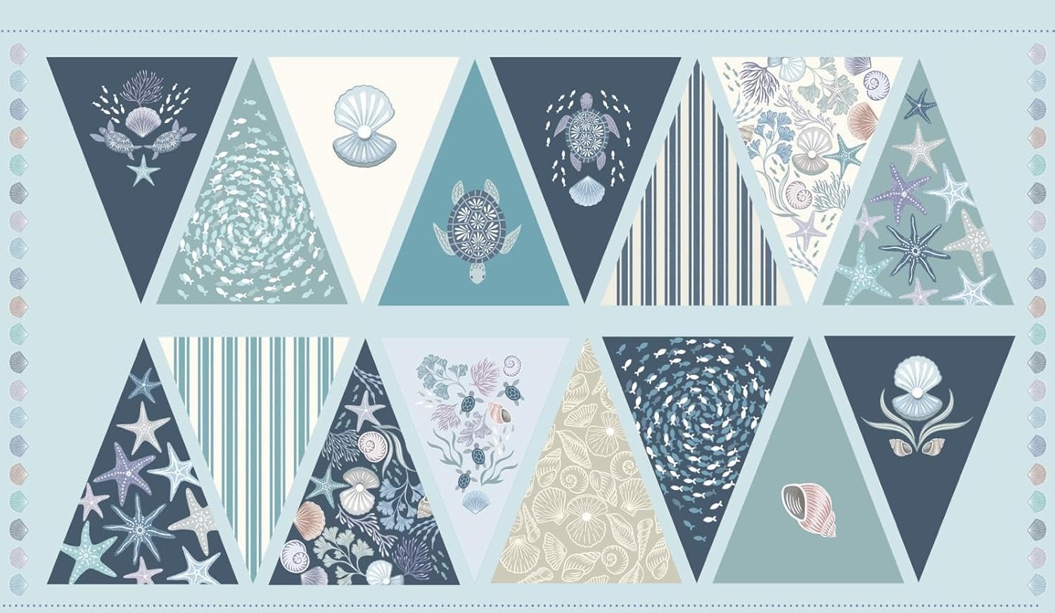 Ocean Pearls - Bunting Panel - Lewis & Irene -100% Quality Cotton - Simply Sew CraftyTM