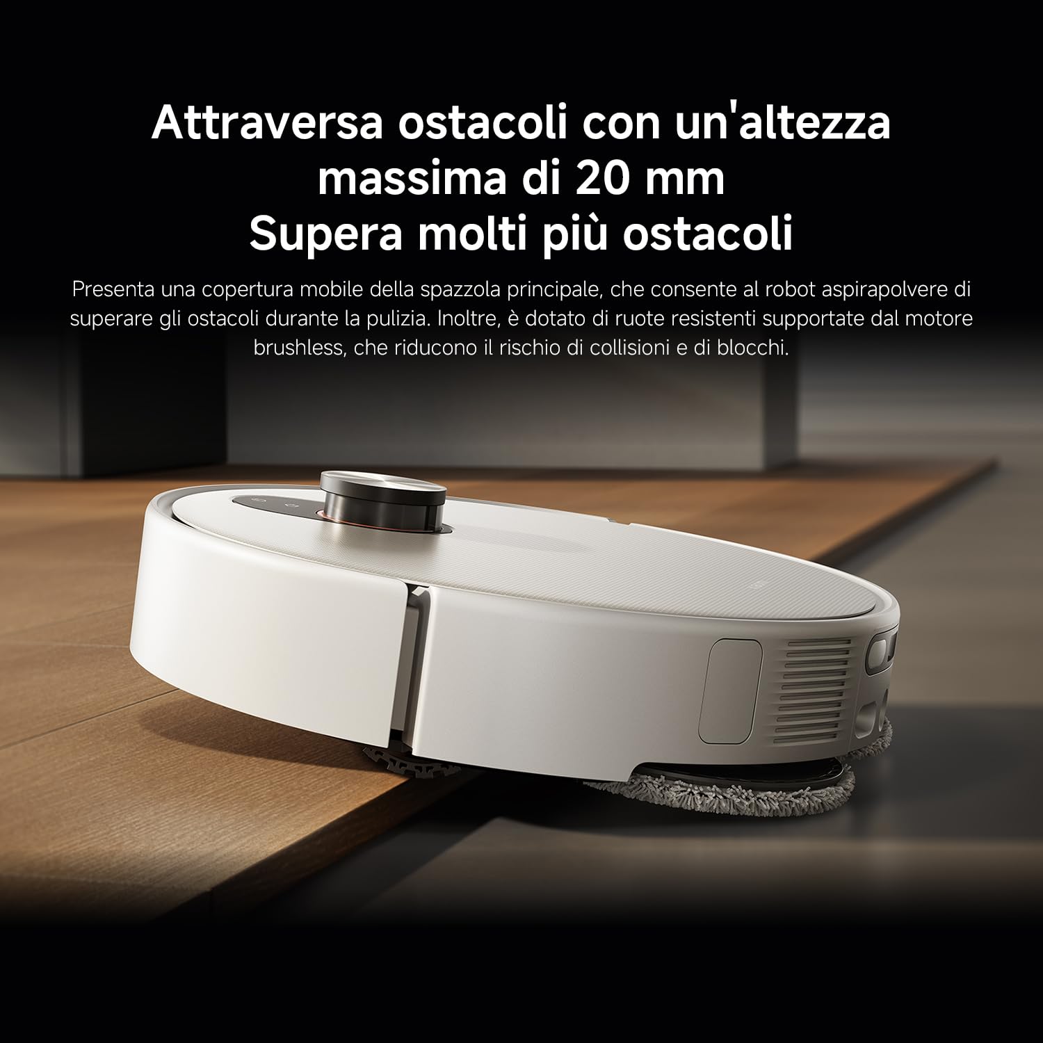 XIAOMI Robot Vacuum 5 Pro, Aspirazione potente da 20000Pa, evitamento ostacoli con AI, riconoscimento intelligente dello sporco, navigazione laser intelligente dToF con sollevamento automatico