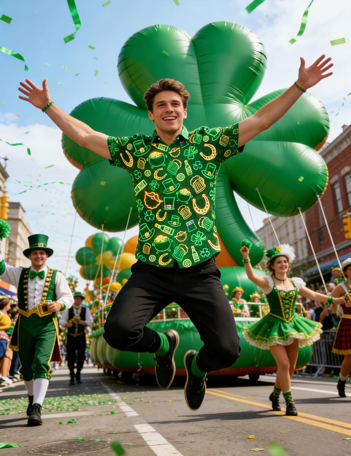 Fanient Mens Hawaiian Shirt Summer 3D Print Casual Short Sleeve Button Down Graphic Aloha Dress Shirts - Image 2