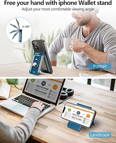 Miniatura 4 de ExtreLife Cartera Magsafe con soporte para Airtag, cartera magnética para iPhone serie 1615141312, soporte para 9 tarjetas, ventana de