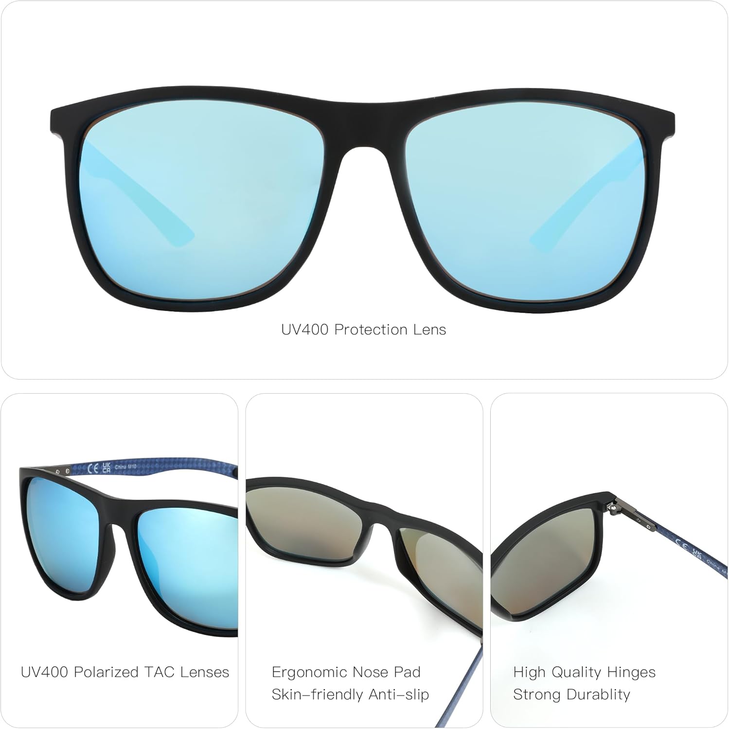 ZENOTTIC Square Polarized Sunglasses for Men Ultralight Carbon Fiber Sun Glasses Driving Fishing Golf Sports UV400 Protection - Image 3