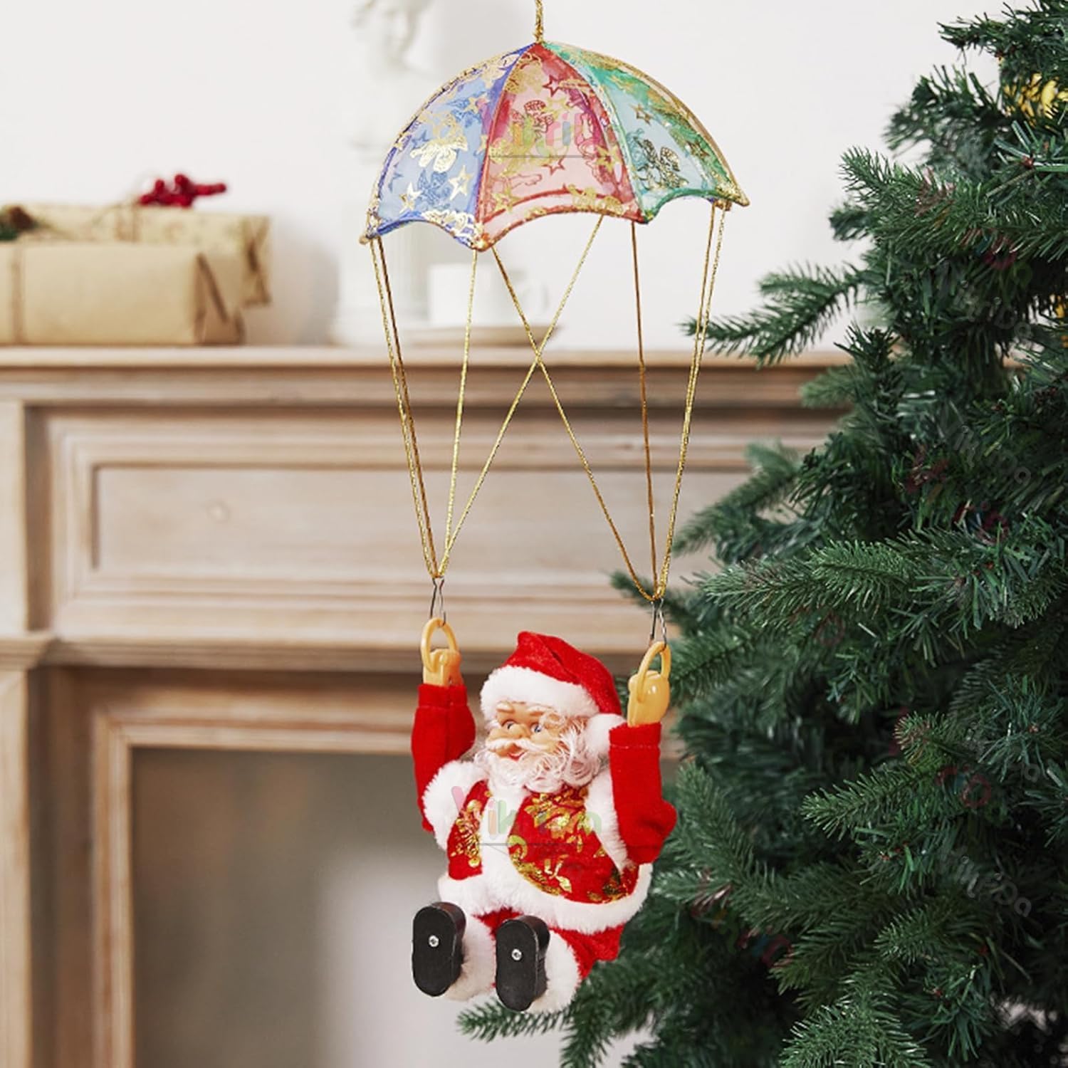 VikriDA Hanging Christmas Parachute Santa | Electric Musical Cute Cartoon Santa Toy for Christmas Tree Indoor/Outdoor VikriDA Hanging Christmas Parachute Santa | Electric Musical Cute Cartoon Santa Toy for Christmas Tree Indoor/Outdoor