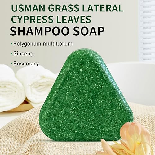 Miniatura 7 de Jabón de champú con hierba Usman y hoja de arborvitae oriental, infundido con ginseng, Polygonum Multiflorum y romero, 4.23 oz de limpiador natural