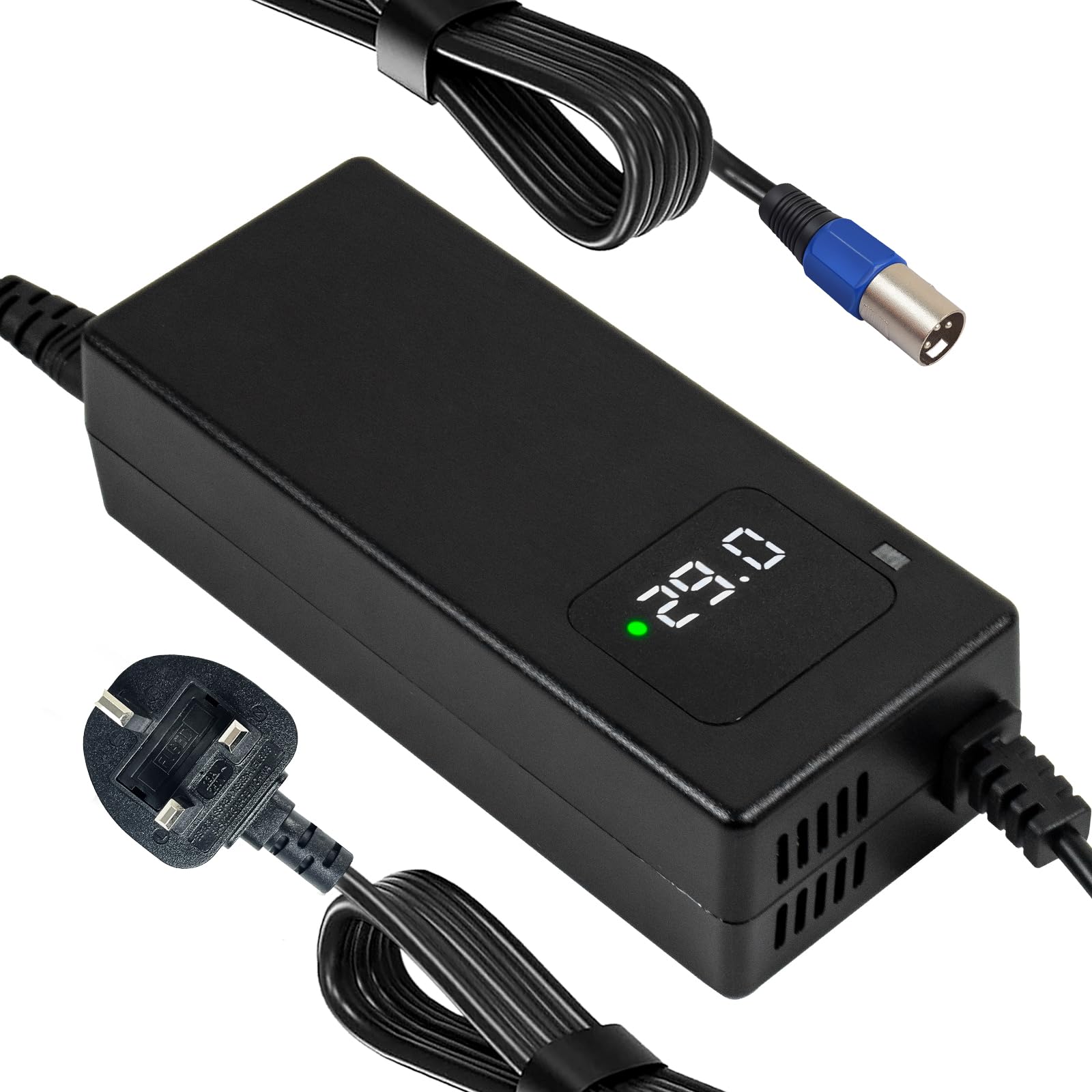 29V 4A XLR Battery Charger for 24V Lead Acid Batteries – Mobility Scooter & Electric Wheelchair Charger with LED Voltage Display