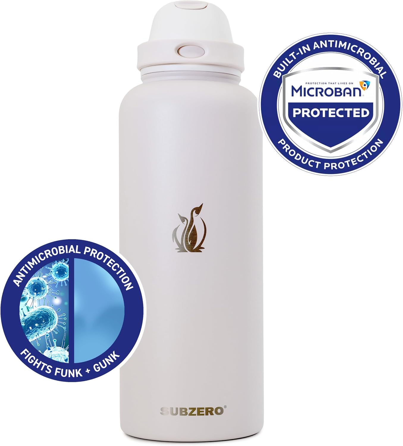 SUBZERO DUO 64 Ounce Water Bottle With Straw, Chai, Large Vacuum Insulated Stainless Steel Bottle, Leak Proof, Dishwasher Safe, Eco Friendly Reusable Design, Keeps Drinks Cold 30 Hours, Travel Jug