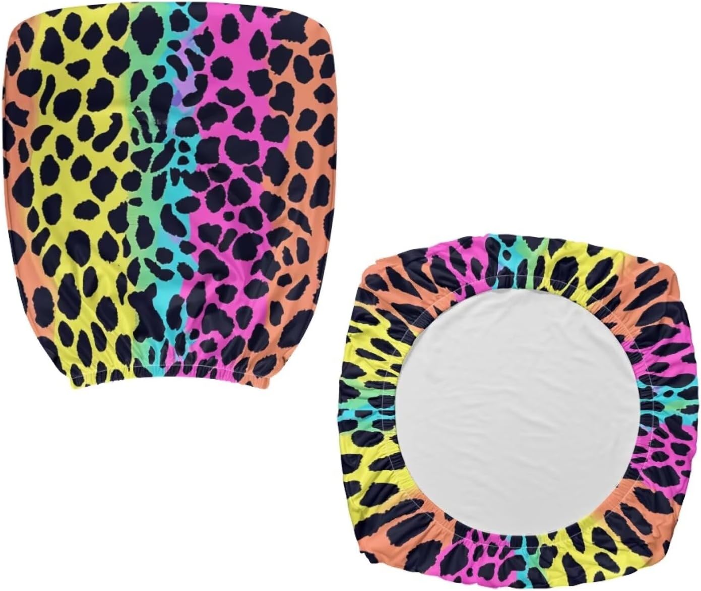 Rainbow Leopard Office Chair Covers Washable Computer Office Chair Seat Cover 2 Piece Office Chair Slipcovers Protector Desk Accessories Dorm Computer Rotating Chair Slipcover