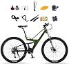 Full Suspension MTB, 27.5 inches, 30 Speed Gears, Mountain Bike, Mechanical Disc Brake, XC Bike, Double Crown Fork, Lightweight, Bicycle, Magnesium Alloy Frame, Cross Country, Suitable Height 65.0