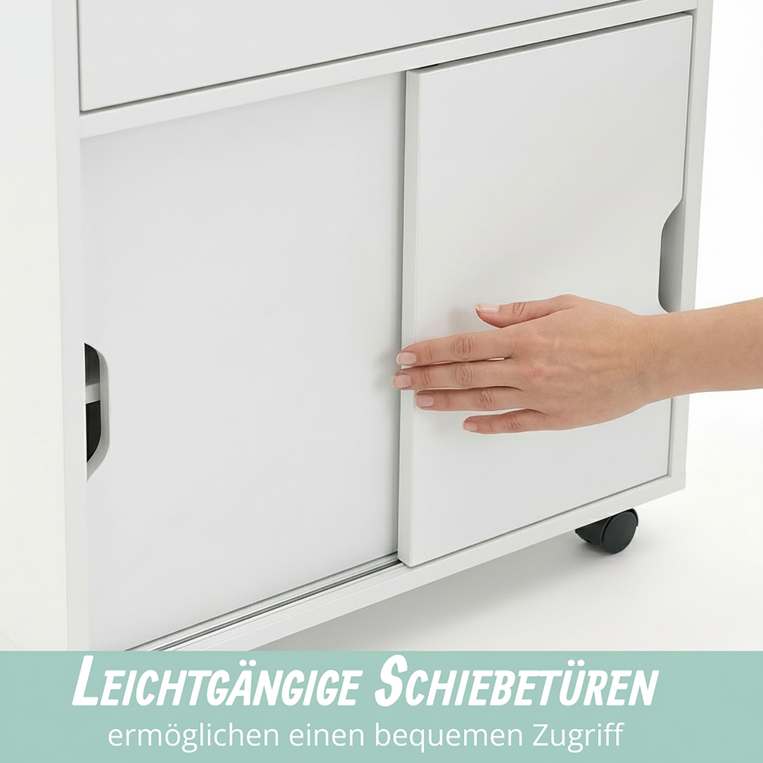 Relaxdays Nischenschrank, 4 Fächer, 2 Schiebtüren & Klapptür, weiß