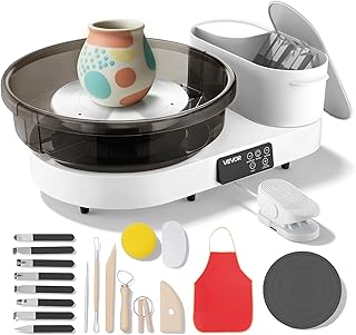VEVOR Töpferscheibe Elektrisch 450 W, Töpferdrehmaschine 28 cm / 36 cm Drehteller, Töpfermaschine mit Fußpedal & 30–300 U/min Einstellbarer Drehzahl & Aluminiumgehäuse, für Anfänger DIY-Tonkunst