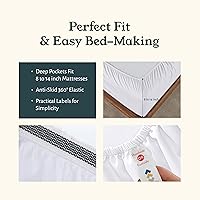 Vista 5 de California Design Den Juego de 2 sábanas individuales - 100% algodón orgánico, sensación de percal crujiente y transpirable, sábanas blancas