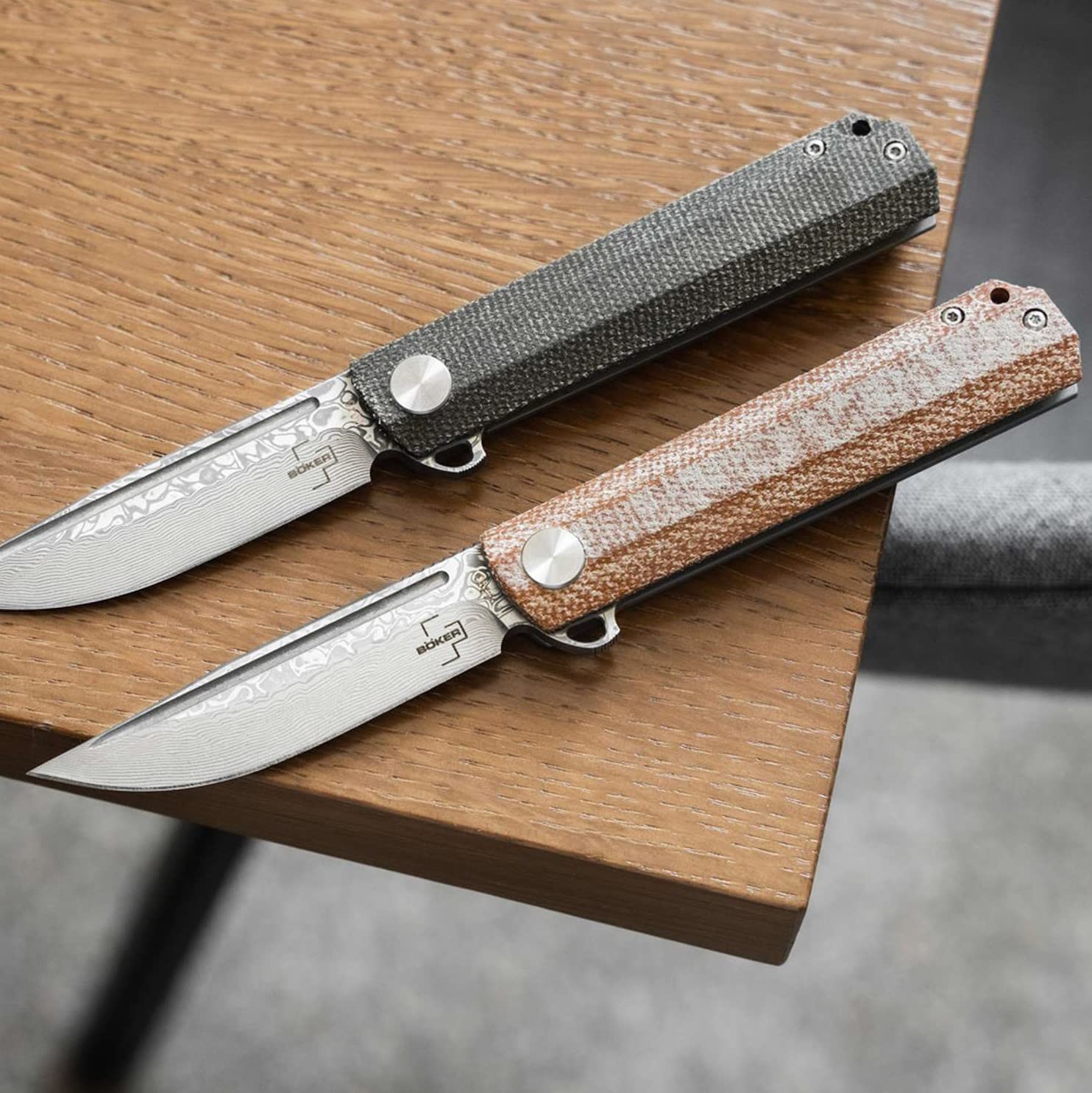 BÖKER PLUS® Cataclyst Flipjoint Damast Taschenmesser - hochwertiges Damaszener Klappmesser mit Clip & Flipper - klappbares EDC Gentleman Folder Messer 42a konform