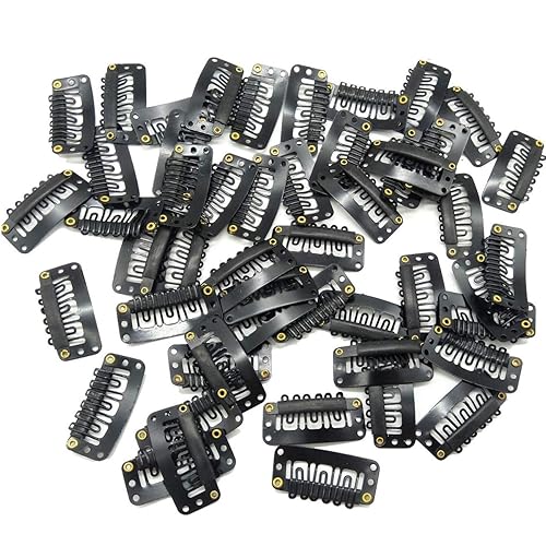 TIHOOD 50 clips a presión para extensiones de cabello, teje en forma de U, clips metálicos para peluca con goma de silicona, tamaño pequeño, color