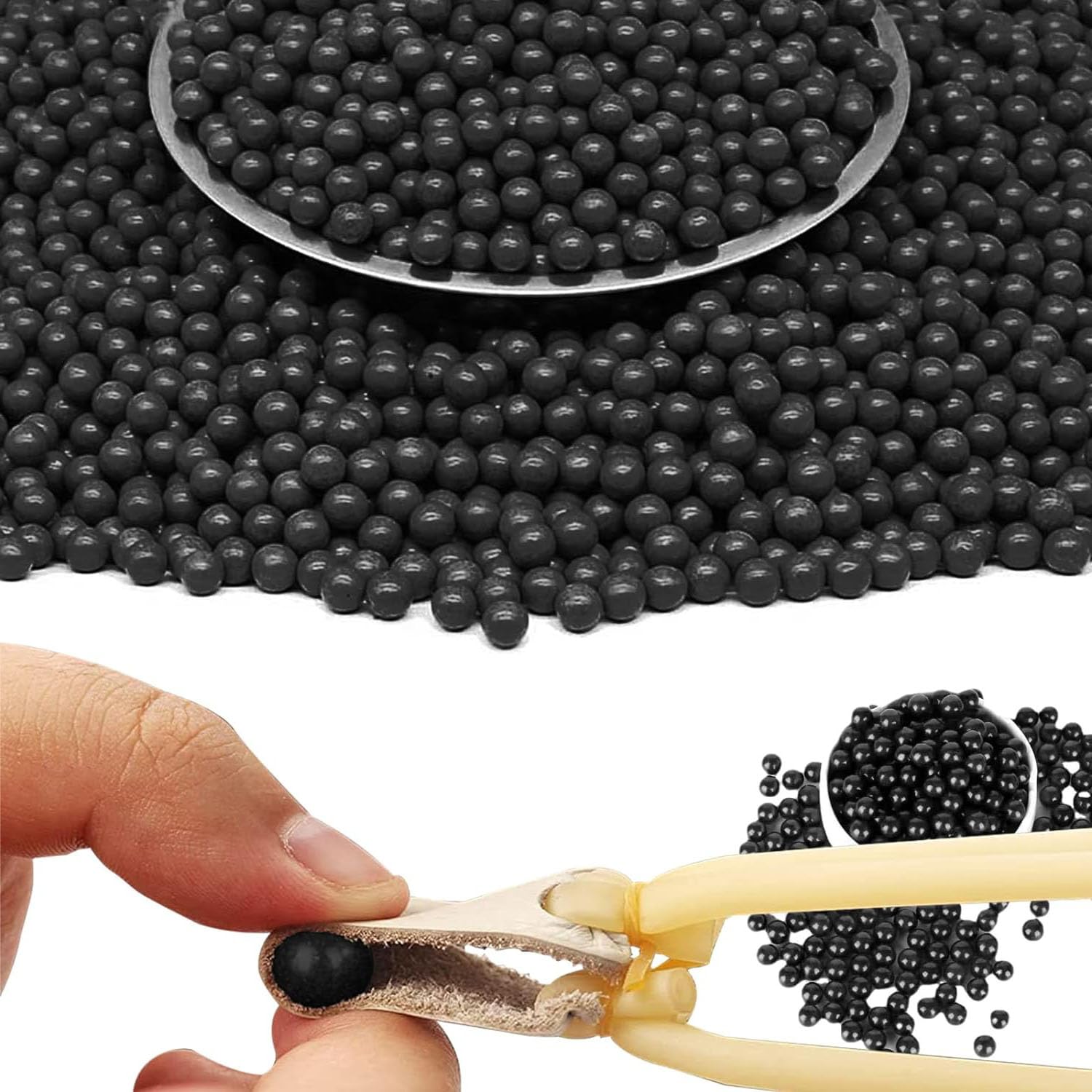 Billes d'argile dures Noires 9 mm (500 g), Boules de Boue, biodégradables, pour l'entraînement