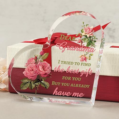 Miniatura 7 de Señal de recuerdo de pisapapeles de acrílico con forma de corazón de regalo para abuela, letrero de recuerdo de pisapapapeles para abuela