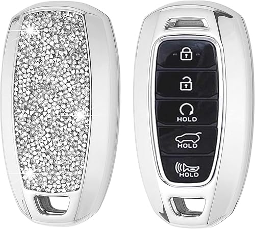 Royalfox TM - Funda para llavero inteligente con cristales de diamantes 3D brillantes 3D para Hyundai i30 Azera ix35 Elantra Accent Santa Fe IG